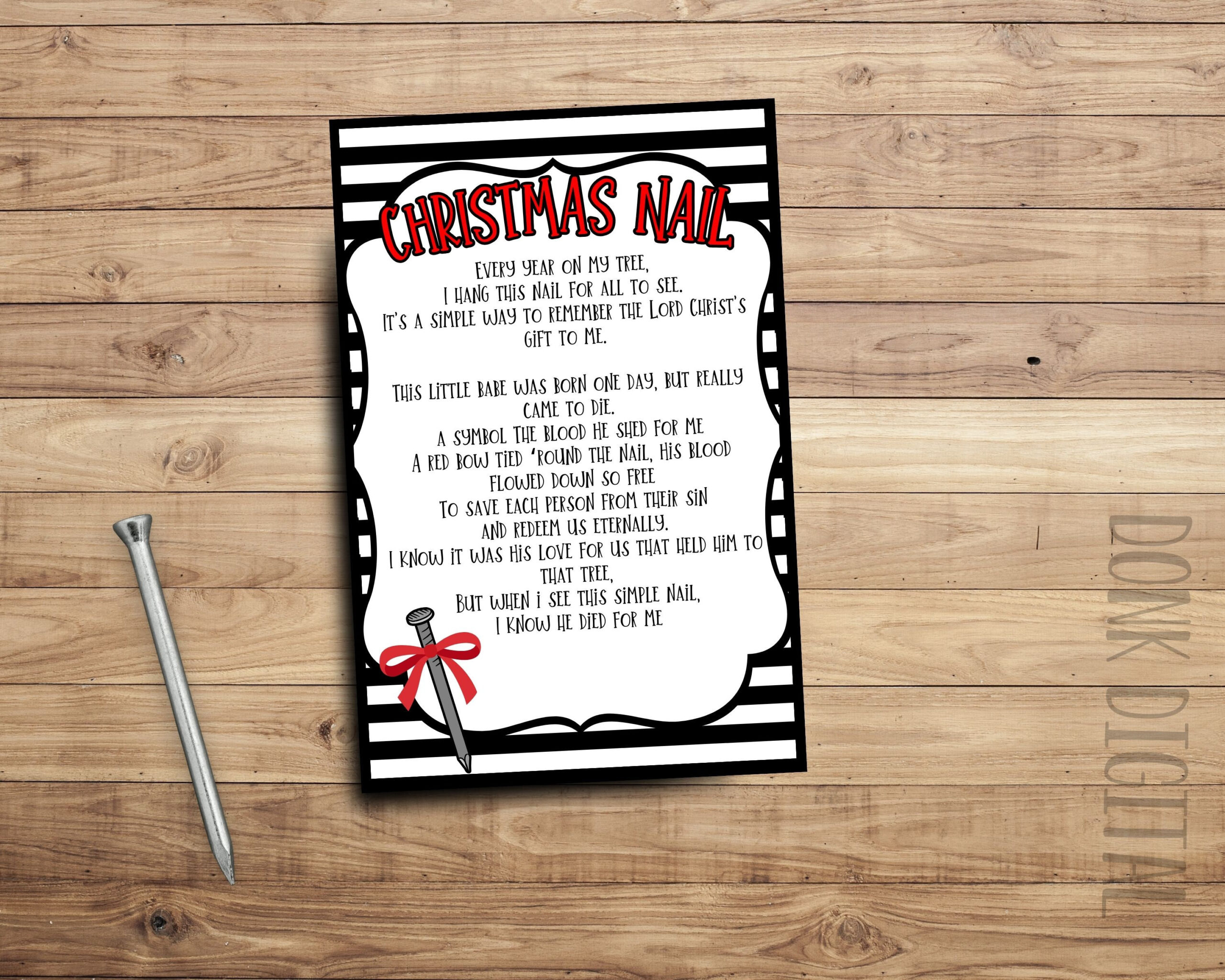 Christmas Nail Poem Printable Tags: Sunday School Gift (Pdf) - Etsy with regard to Free Printable Christmas Nail Poem