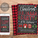 Christmas Pajama Party Invitation Editable Template, Kids Xmas pertaining to FREE Printable Christmas Pajama Party Invitations