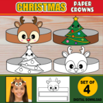Christmas Paper Crowns For Kids | Printable Paper Hat Headbands pertaining to FREE Printable Christmas Headband Craft