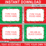Christmas Party Food Labels Template - Red &amp; Green throughout FREE Printable Christmas Food Labels