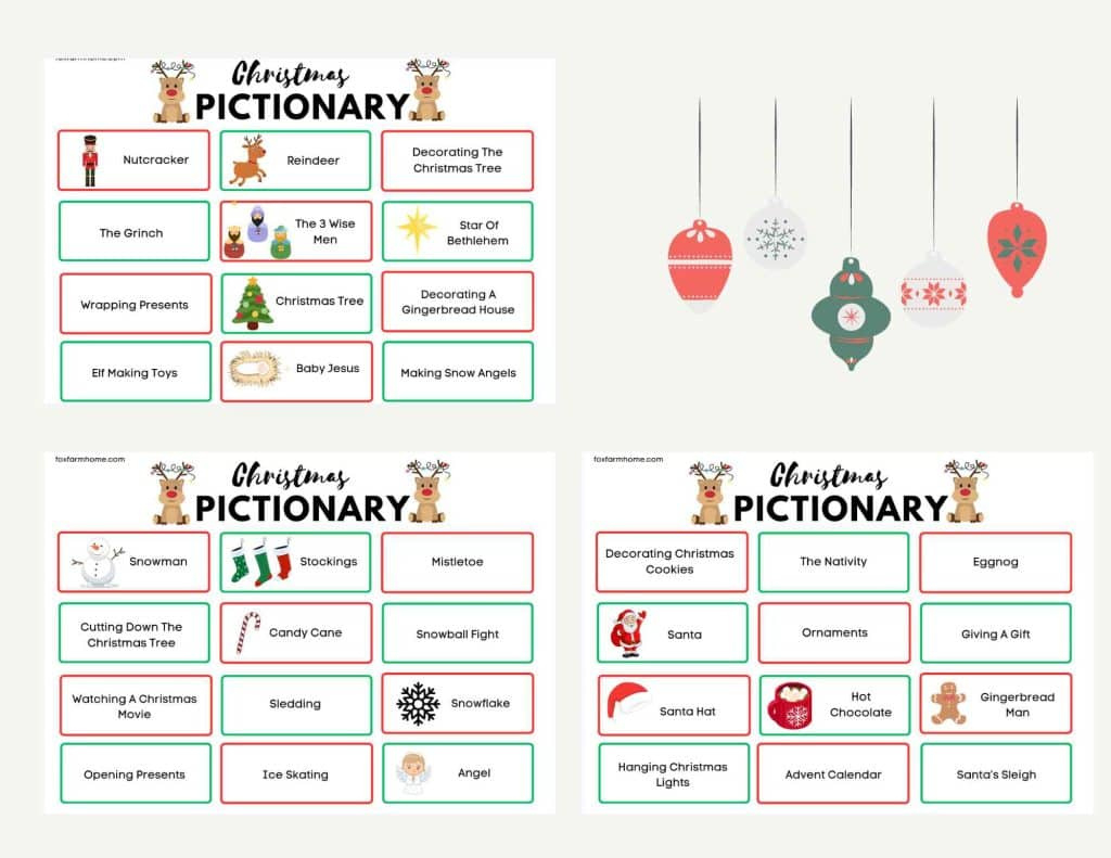 Christmas Pictionary Game For Families-Free Printable - Fox Farm Home with FREE Printable Christmas Pictionary Game