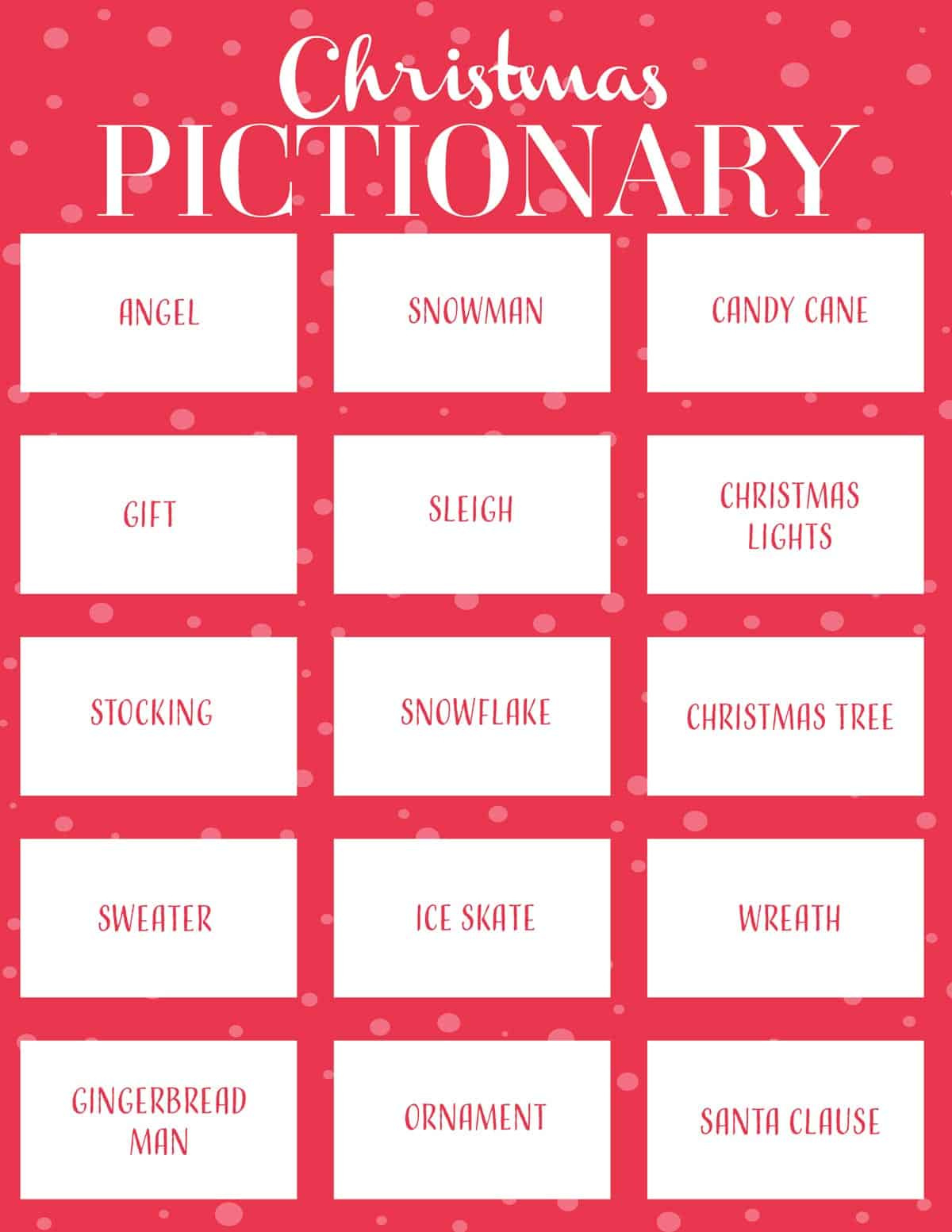 Christmas Pictionary | Skip To My Lou inside FREE Printable Christmas Pictionary Game