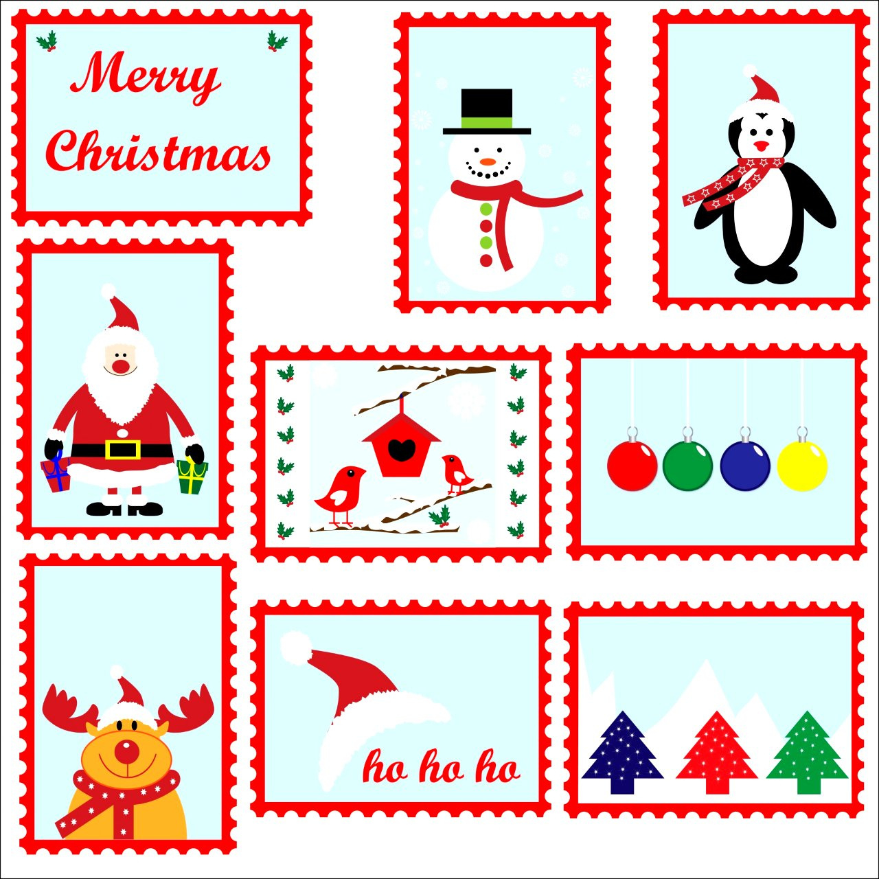 Christmas Postage Stamps Template - Free Digitally-Made pertaining to FREE Printable Christmas Postage Stamps