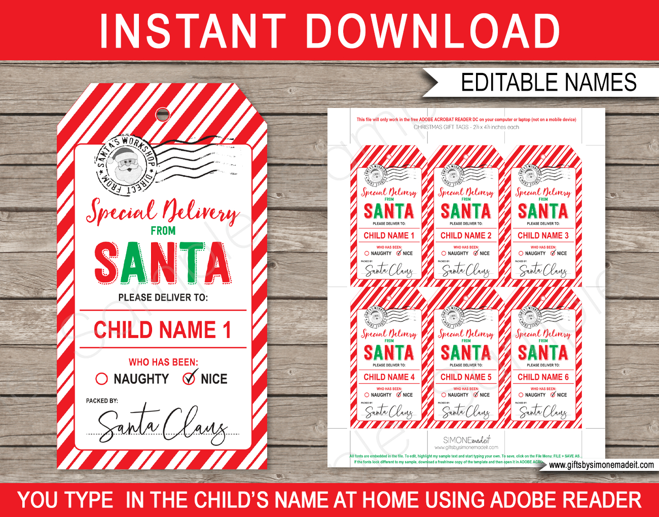 Christmas Santa Gift Tags - Red &amp;amp; Green inside FREE Printable Christmas Gift Tags From Santa