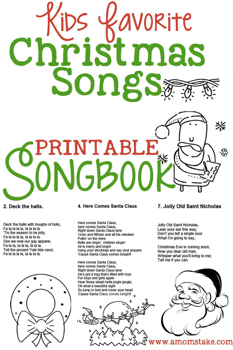 Christmas Songs For Kids – Free Printable Songbook! – A Mom&amp;#039;S Take within Free Printable Christmas Carol Lyrics