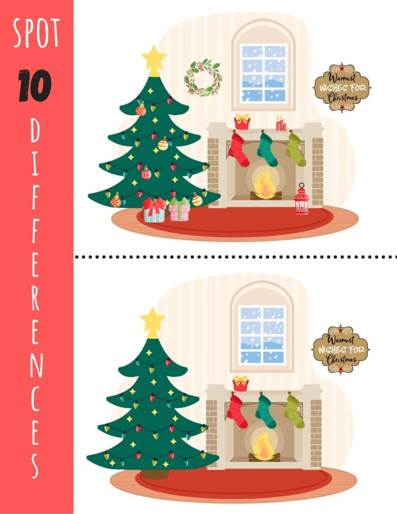Christmas Spot The Difference - Free Printable! - Kids Activity Zone for Free Printable Christmas Spot The Difference