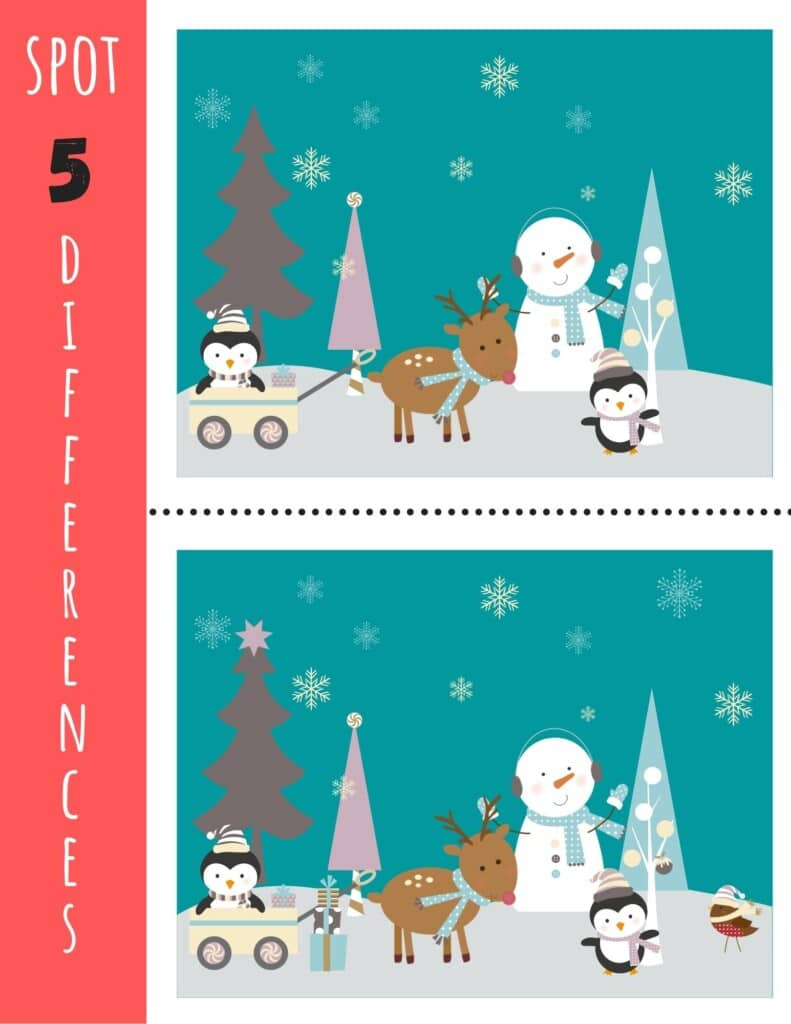 Christmas Spot The Difference - Free Printable! - Kids Activity Zone with FREE Printable Christmas Spot the Difference