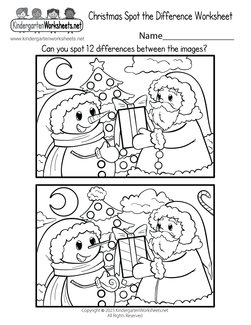 Christmas Spot The Difference Worksheet - Free Printable, Digital with FREE Printable Christmas Worksheets Kindergarten