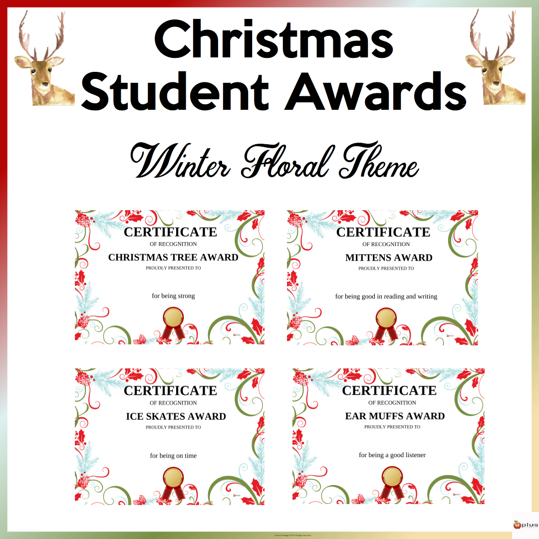 Christmas Student Awards Winter Floral Theme | Madeteachers inside Free Printable Christmas Award Certificates