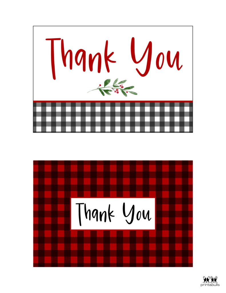 Christmas Thank You Cards - 25 Free Printable Cards | Printabulls with Free Printable Christmas Thank You Notes