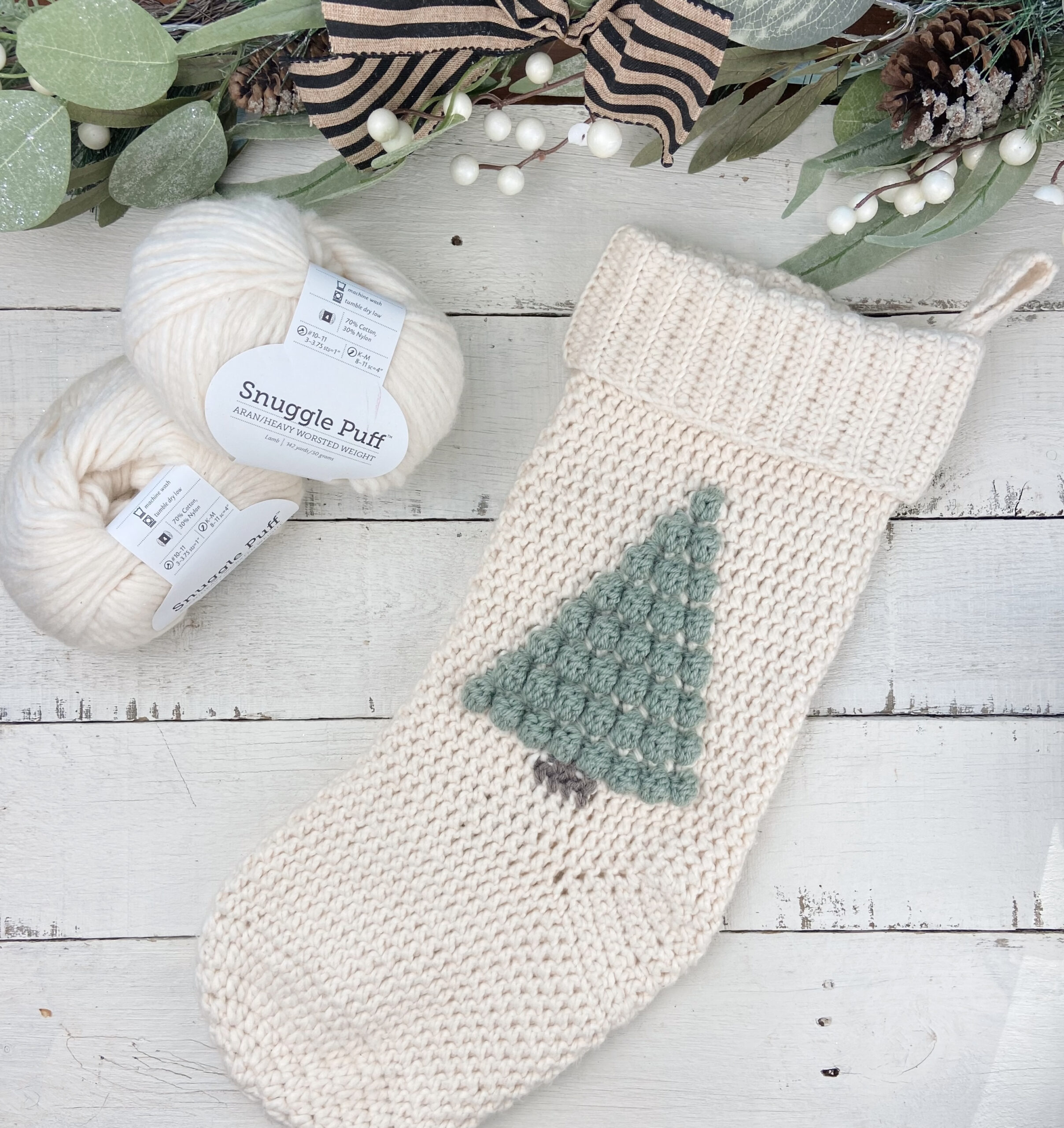 Christmas Tree Crochet Stocking Free Pattern - The Knotted Nest with FREE Printable Crochet Patterns For Christmas Stockings
