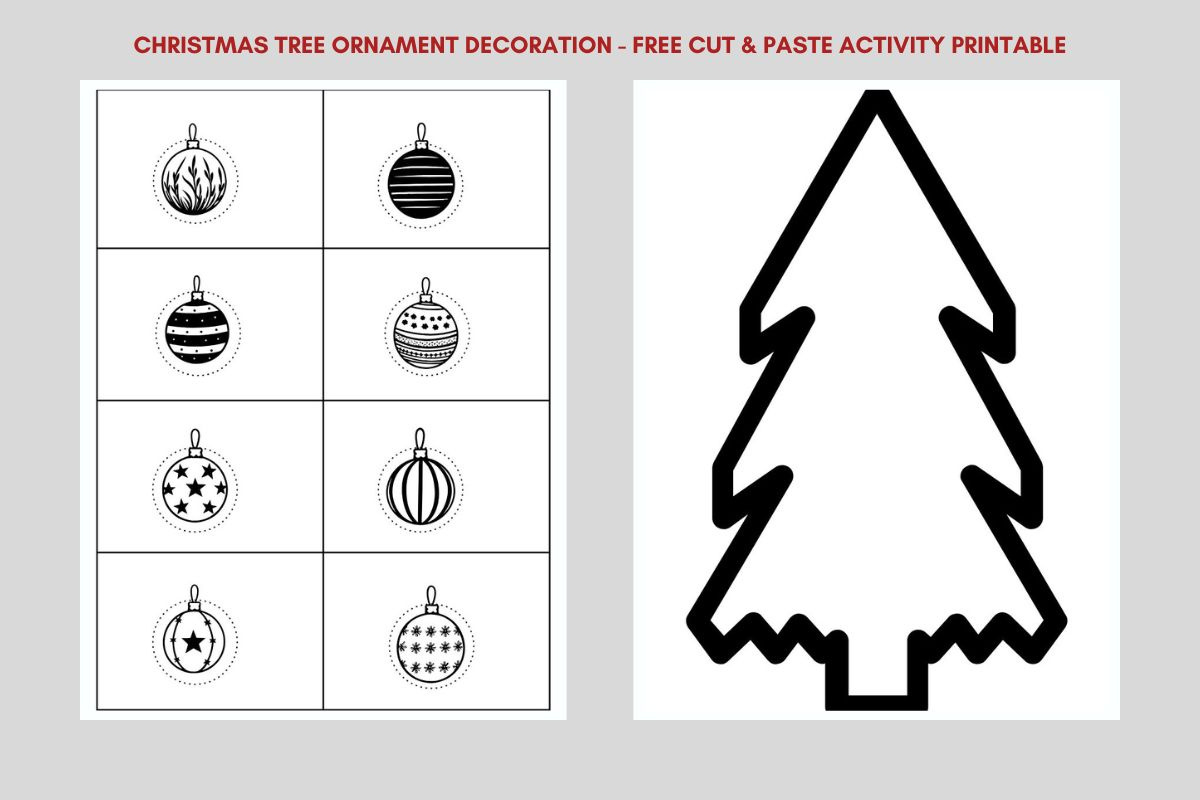 Christmas Tree &amp;amp; Ornaments Color Cut &amp;amp; Paste Free Printable with Free Printable Christmas Cut And Paste