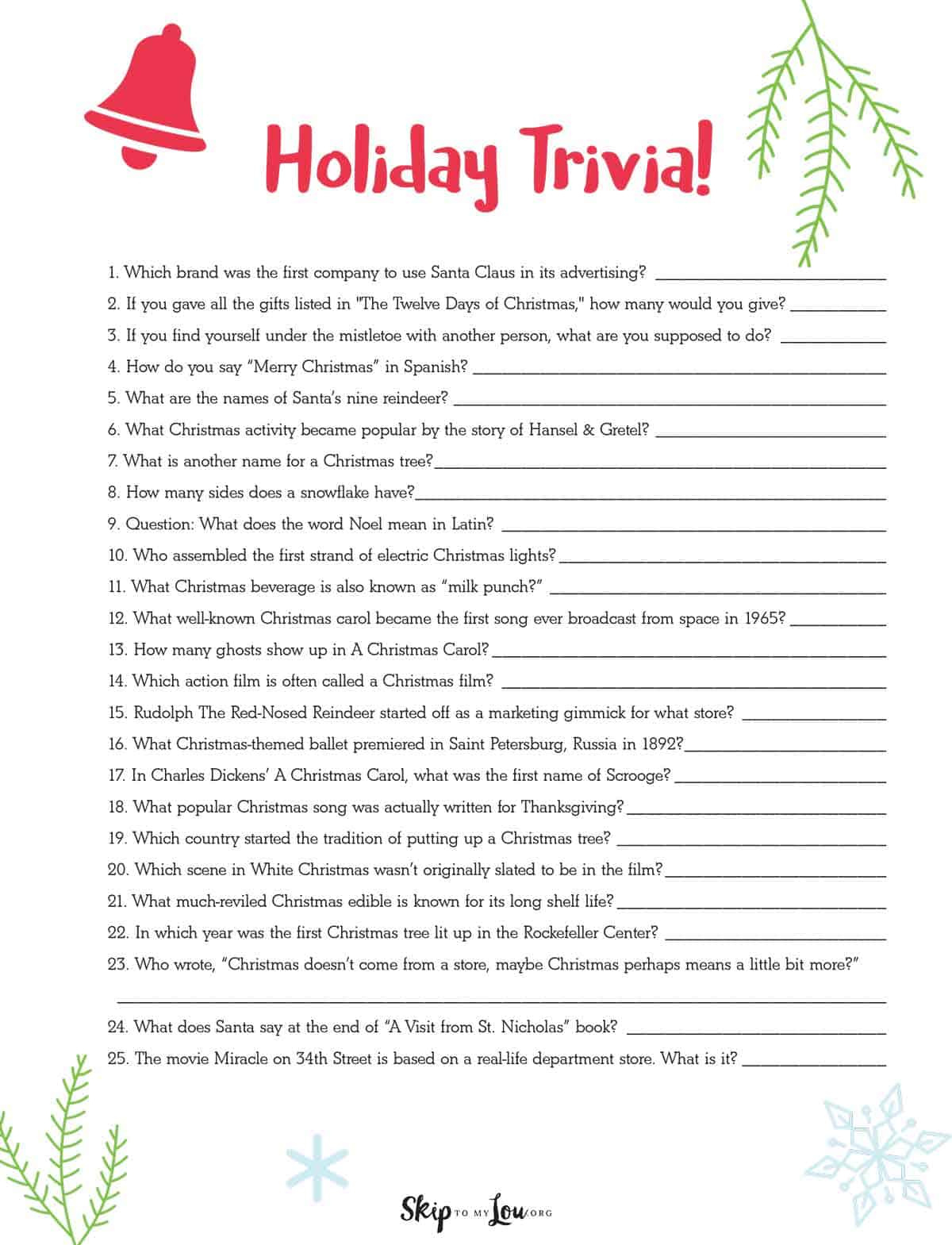 Christmas Trivia | Skip To My Lou inside FREE Printable Christmas Trivia Games For Adults