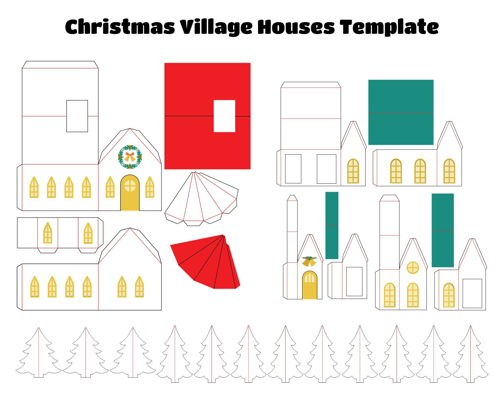 Christmas Village Houses - 11 Free Pdf Printables | Printablee with FREE Printable Christmas House Template