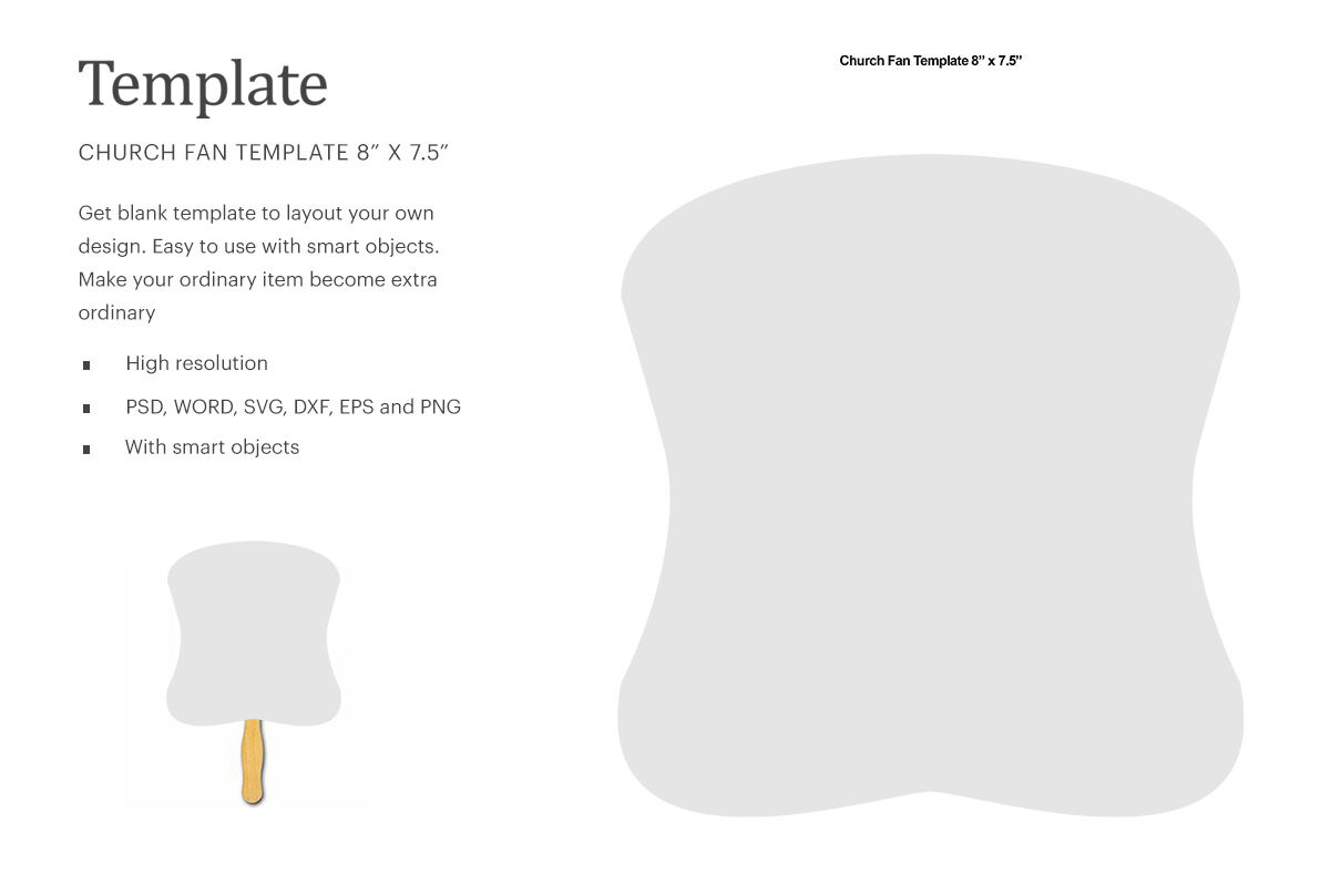 Church Fan Template 8&amp;quot;X7.5&amp;quot;| Compatible With Silhouette Studio with Free Printable Church Fan Template