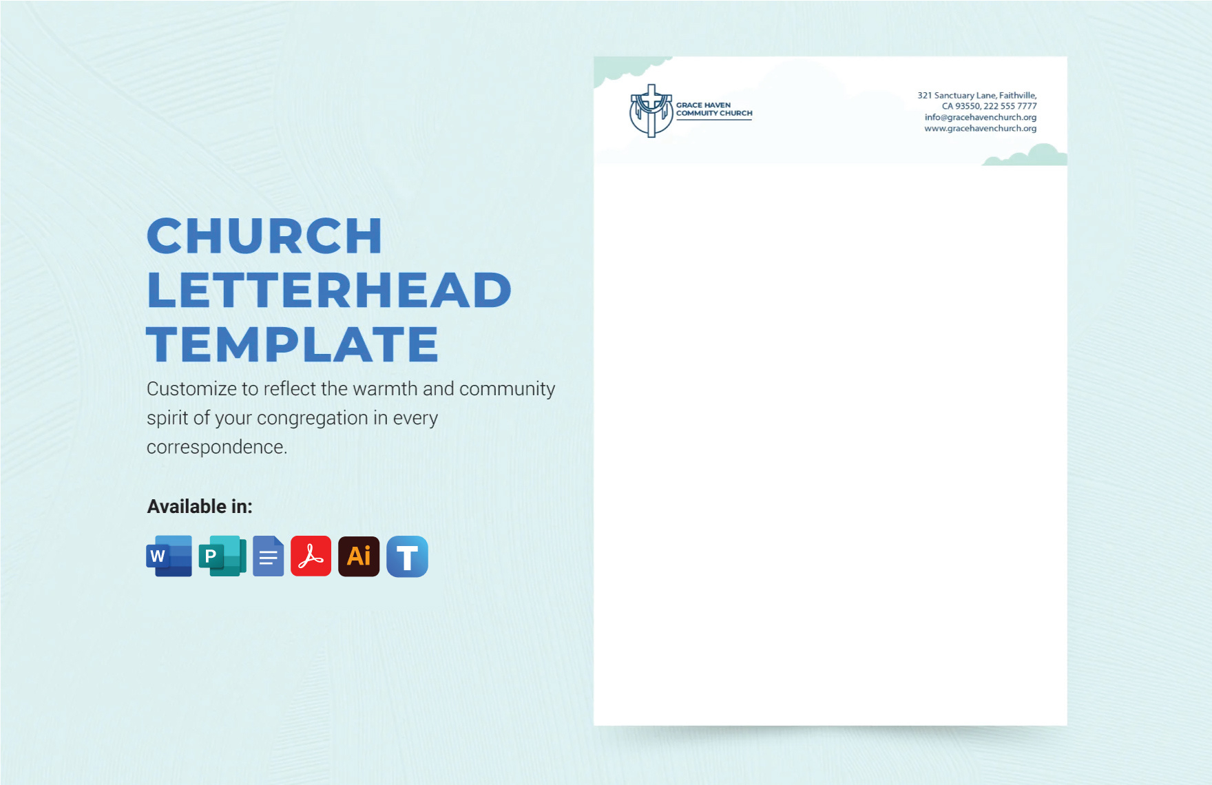 Church Letterhead Template In Google Docs, Pdf, Word, Illustrator pertaining to Free Printable Church Letterhead Templates