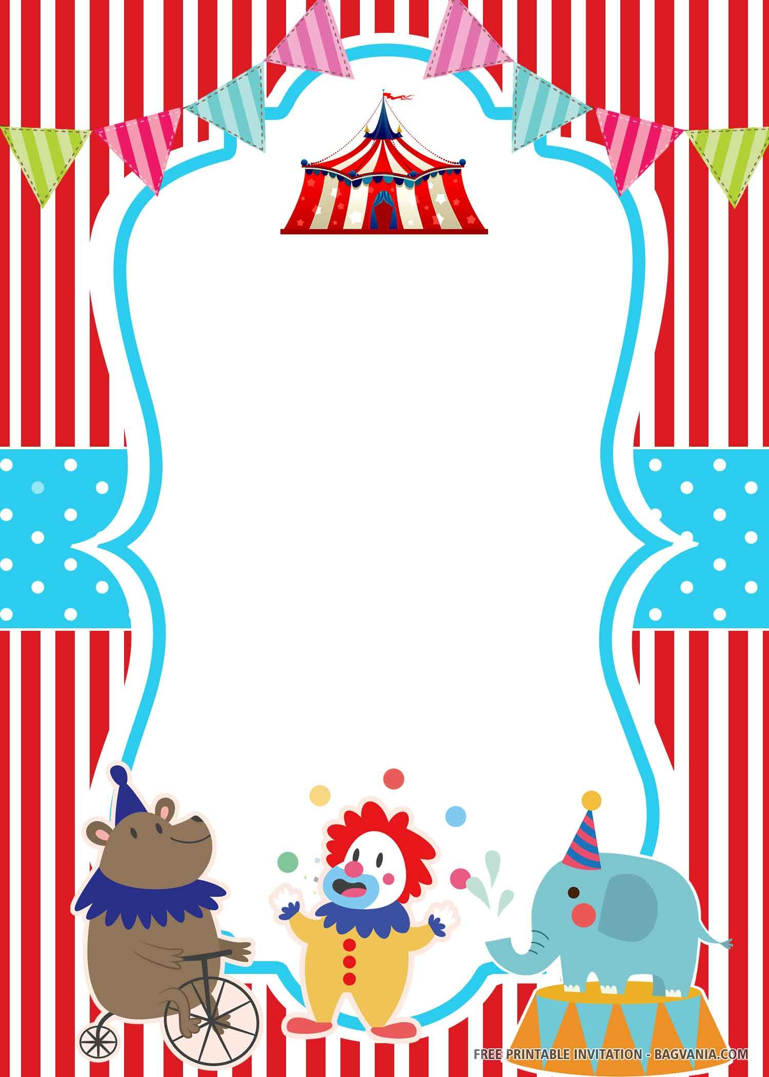 Circus Birthday Invitations: Discover 8 Free Printable Circus inside Free Printable Circus Invitation Templates