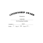 Citizenship Award Template | Theroyalstore regarding FREE Printable Citizenship Award Certificates
