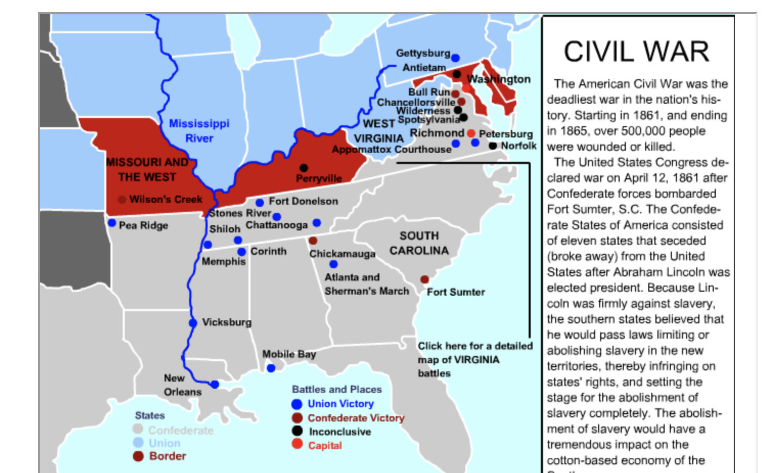 Civil War - Interactive Maps intended for FREE Printable Civil War Maps