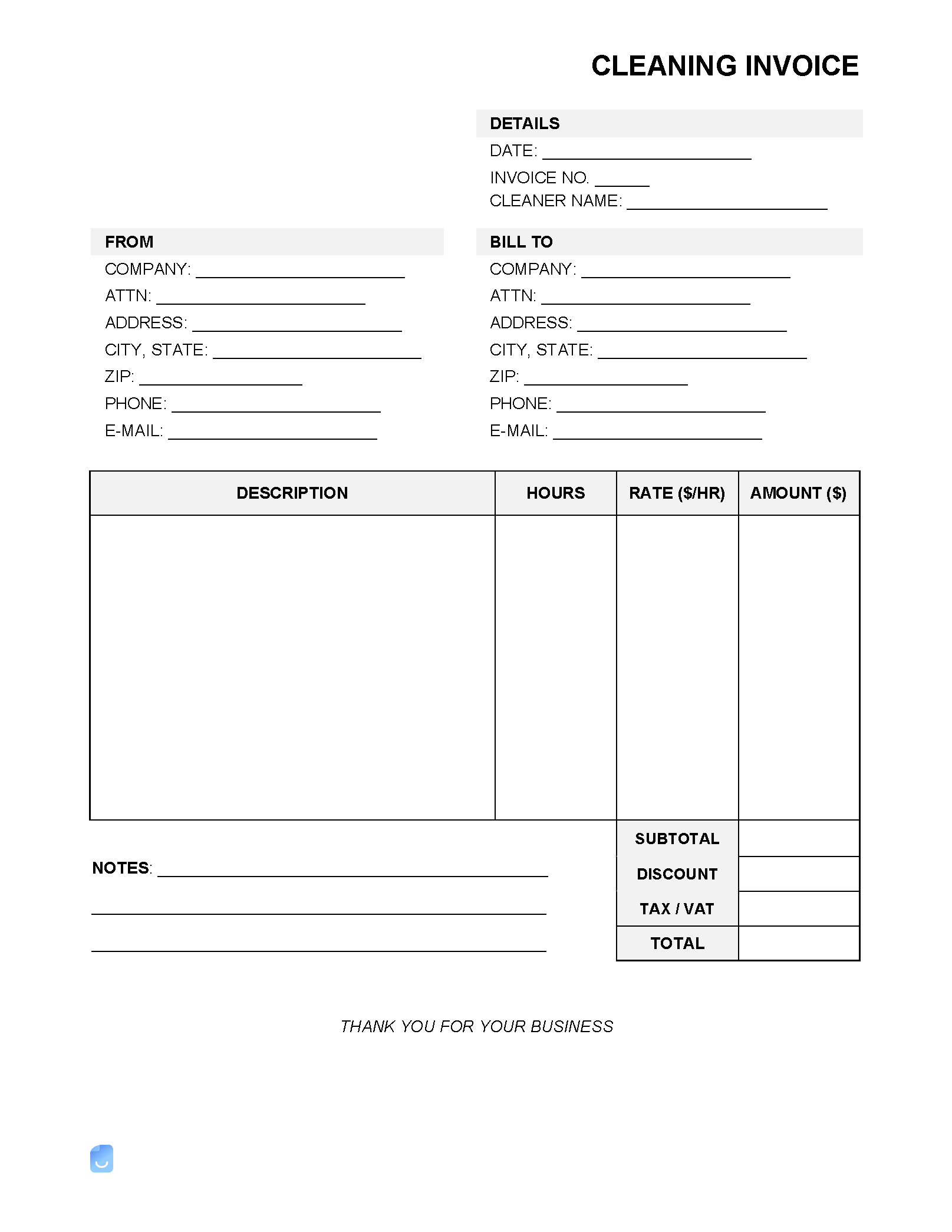 Cleaning Service Invoice Template | Invoice Maker within FREE Printable Cleaning Invoice Template