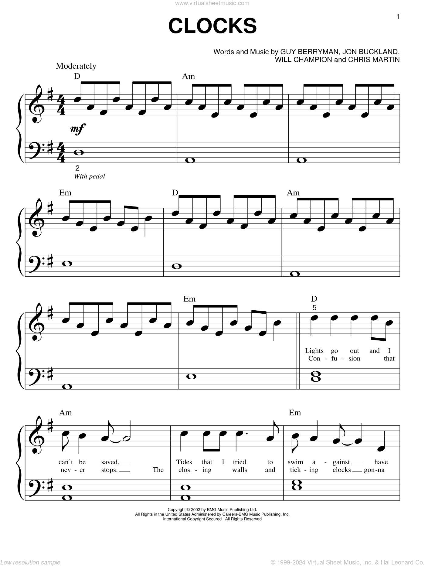 Clocks Sheet Music (Big Note Book, Version 2) For Piano Solo (Big intended for FREE Printable Coldplay Clocks Piano Sheet Music
