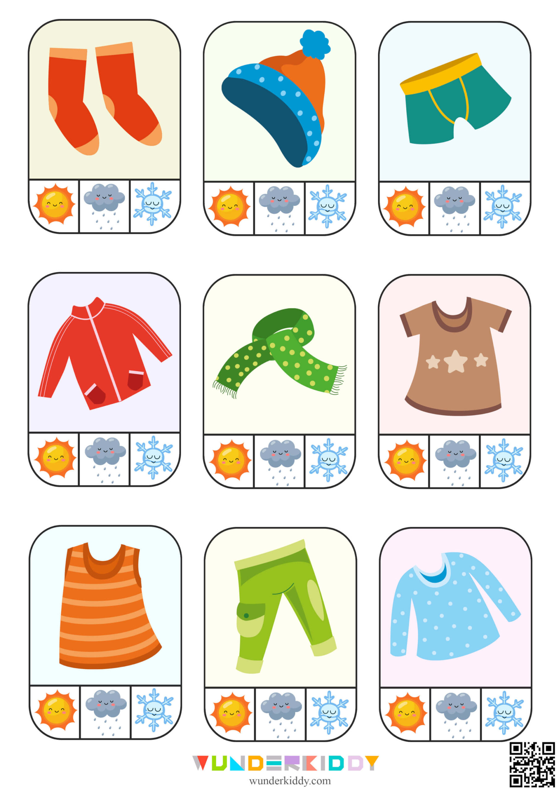 Clothes And Weather Printable Preschool Match Activity with regard to FREE Printable Clothes Worksheet For Preschool