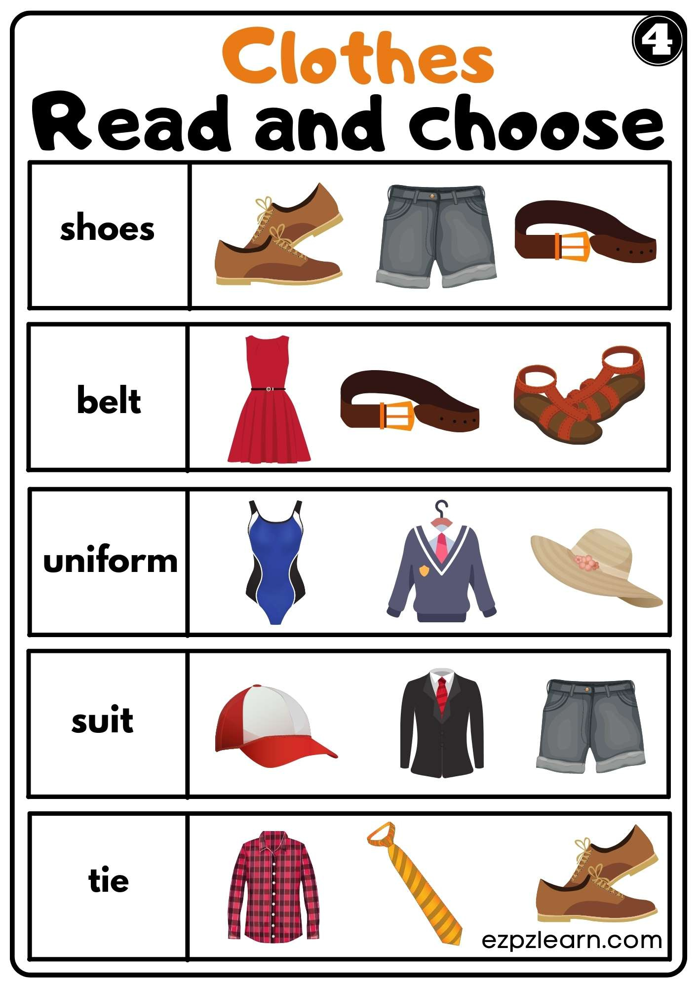 Clothes Read And Choose Worksheet For Kindergarten K5 And Esl Set throughout FREE Printable Clothes Worksheet For Preschool