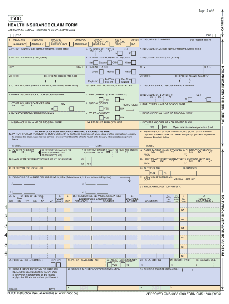 Cms 1500 Fillable Form Free: Fill Out &amp;amp; Sign Online | Dochub inside FREE Printable Cms 1500 Form