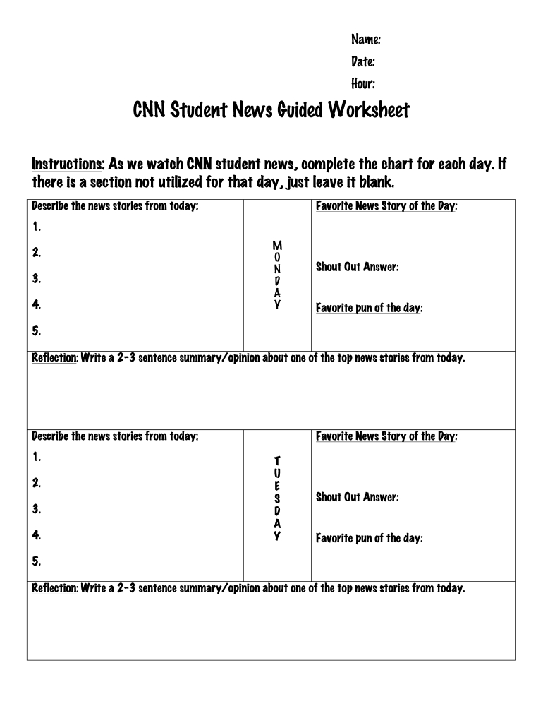Cnn 10 Worksheet: Fill Out &amp;amp; Sign Online | Dochub with regard to Free Printable Cnn 10 Worksheet