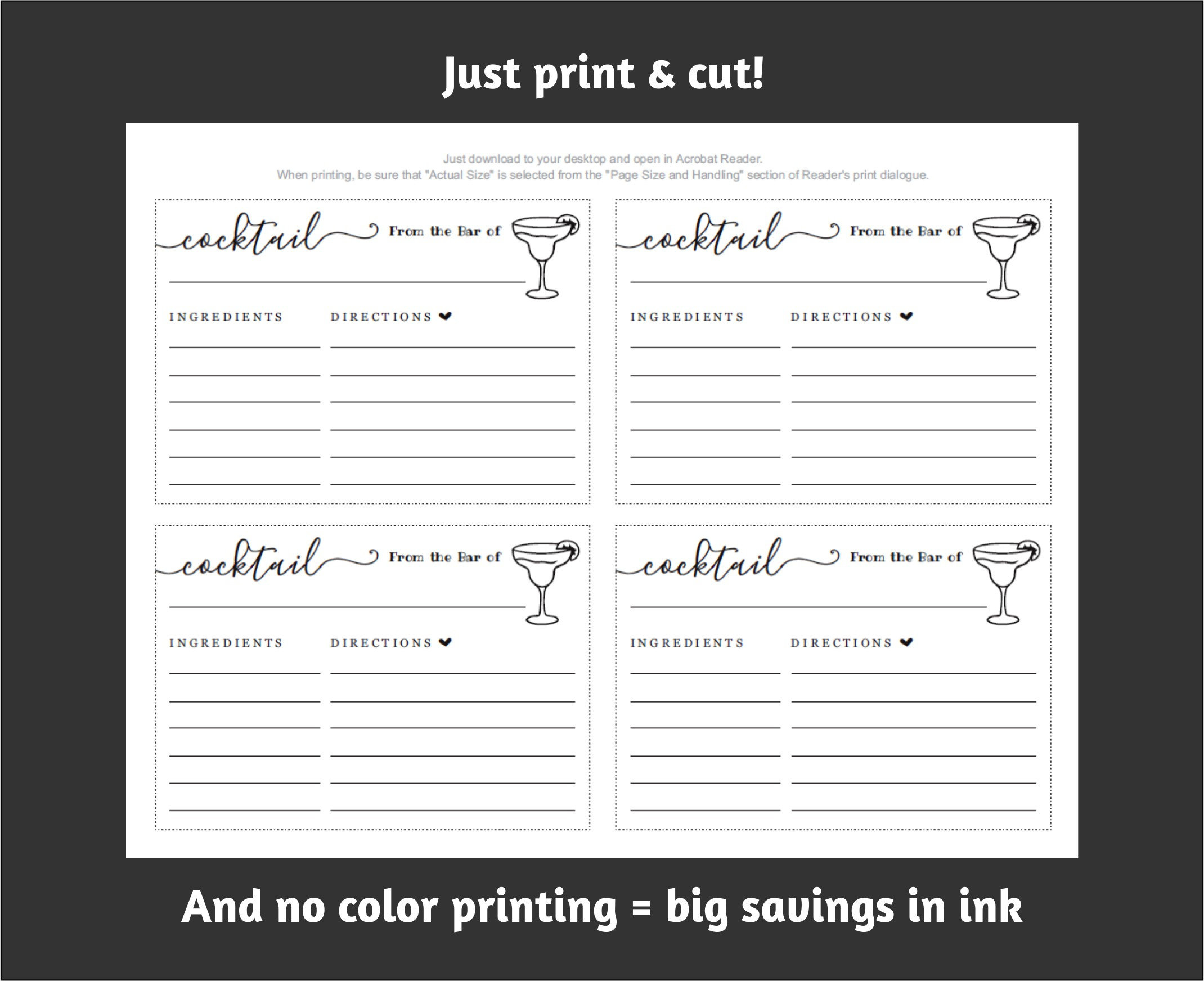 Cocktail Recipe Card Printable Template For Brewery Shower - Bar intended for Free Printable Cocktail Recipe Cards