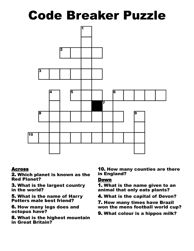 Code Breaker Puzzle Crossword - Wordmint with Free Printable Codebreaker Puzzles For Adults