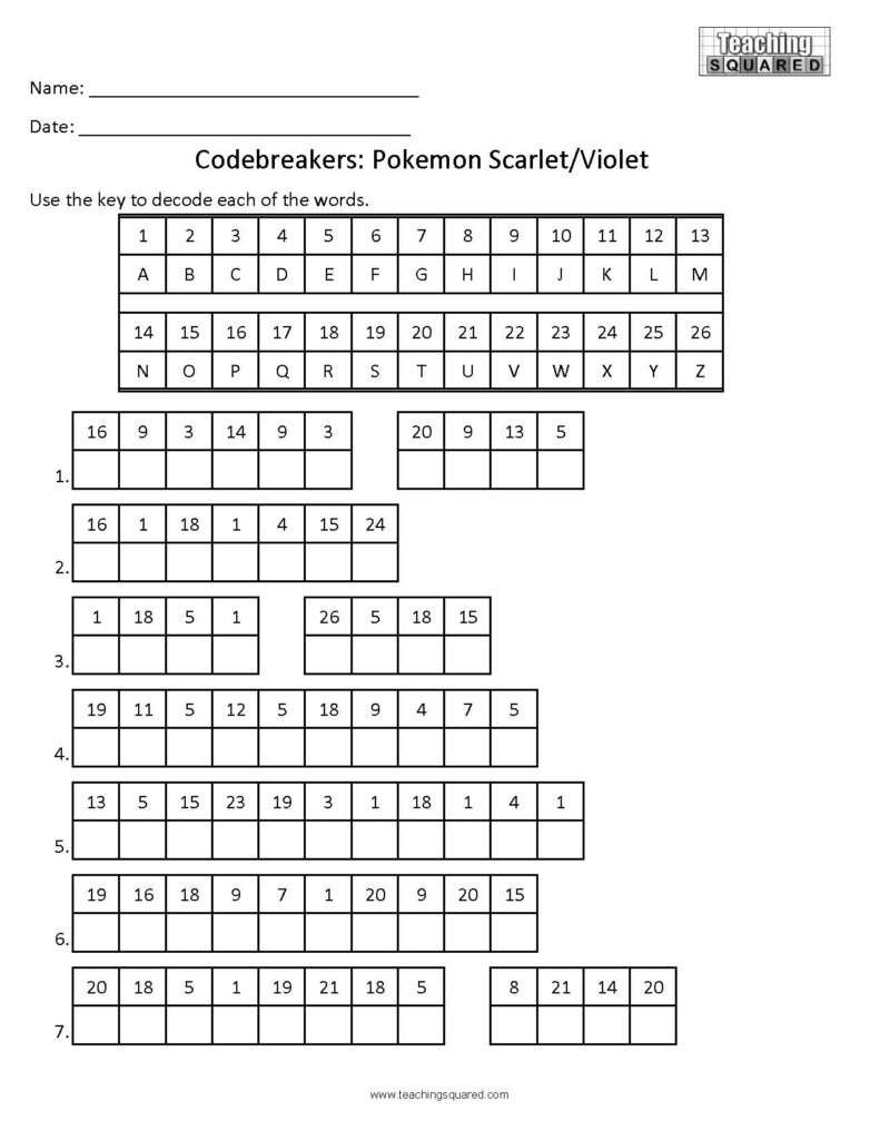 Codebreaker Characters - Teaching Squared with Free Printable Code Breaker Worksheets