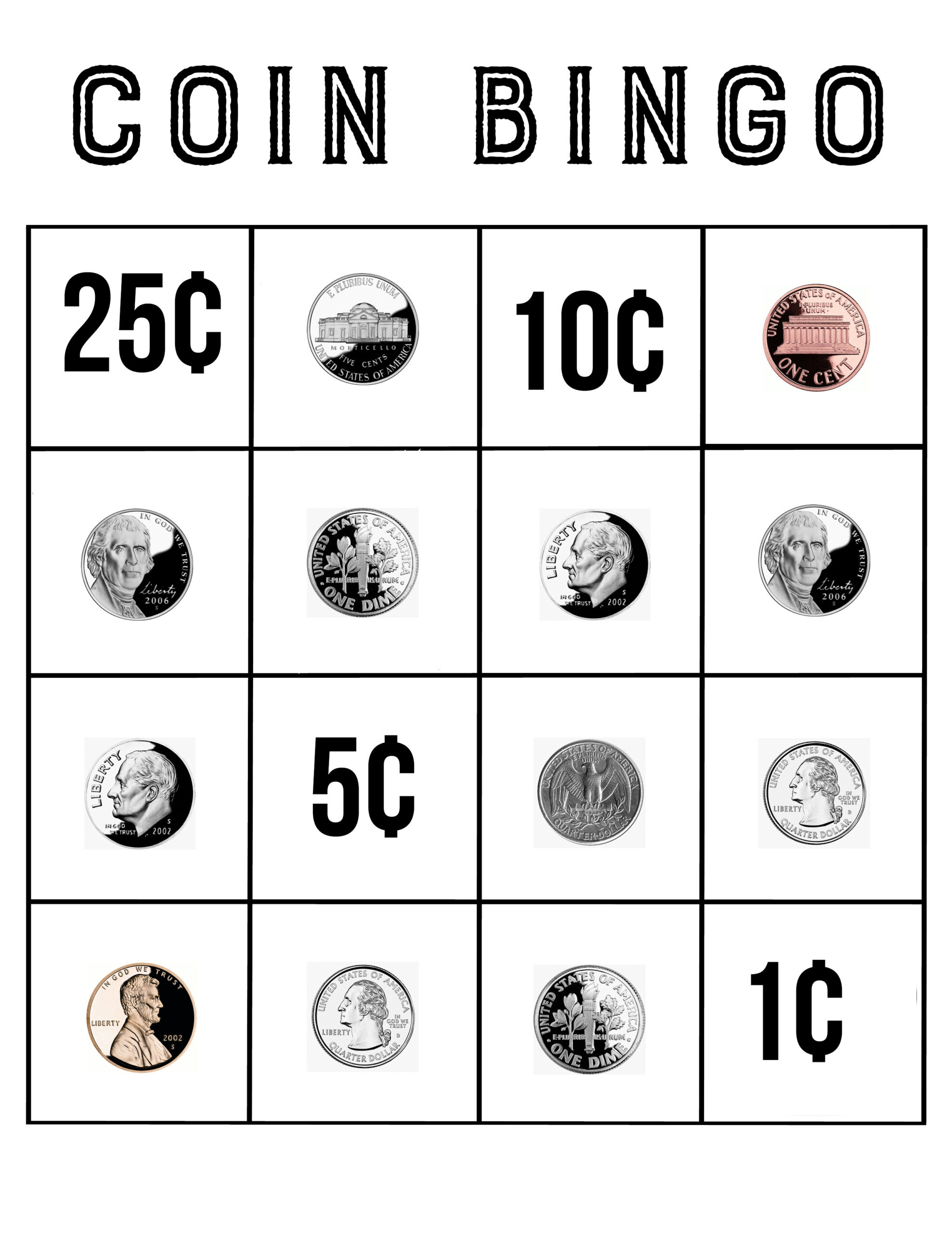 Coin Bingo Free Printable - The Crafting Chicks inside Free Printable Coin Bingo Printable