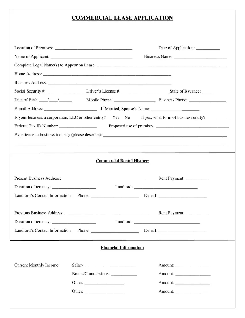 Commercial Lease Application ≡ Fill Out Printable Pdf Forms Online for Free Printable Commercial Lease Application