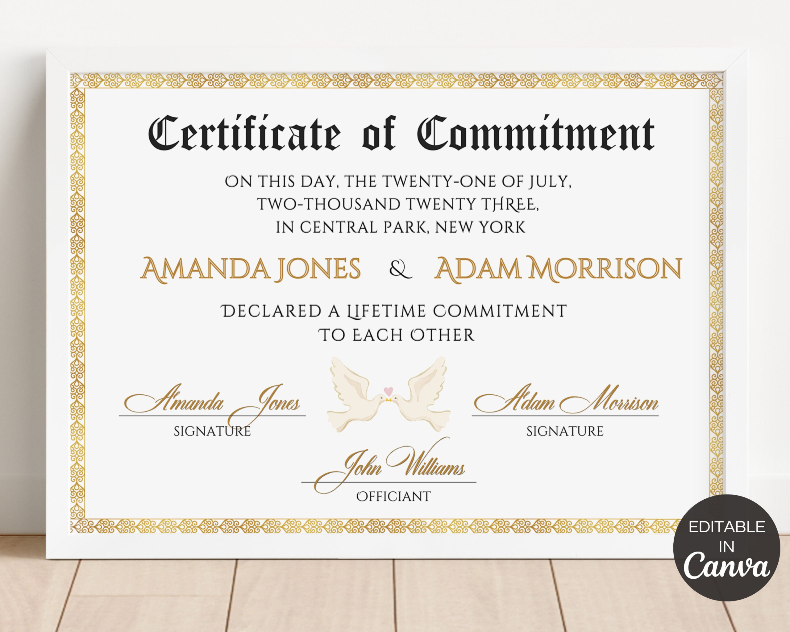 Commitment Certificate Template, Printable Certificate Of pertaining to FREE Printable Certificate of Commitment Template