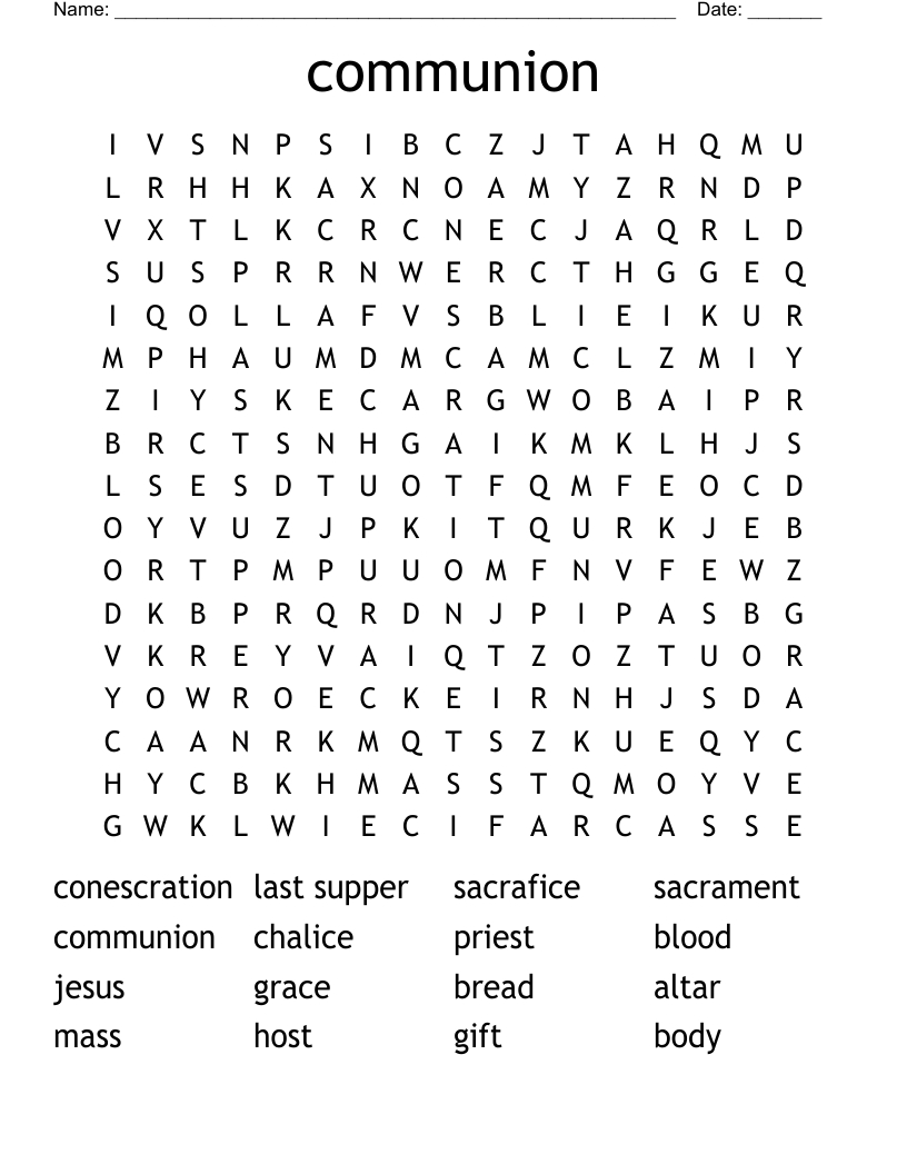 Communion Word Search - Wordmint with regard to Free Printable Communion Word Search