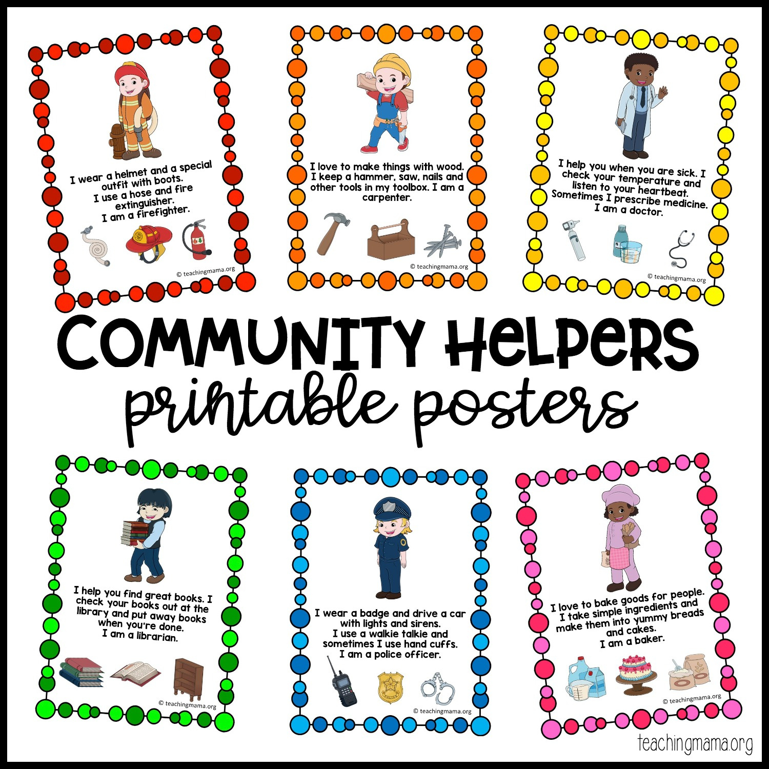 Community Helpers Printable Posters And Activities - Teaching Mama in Free Printable Community Helper Books