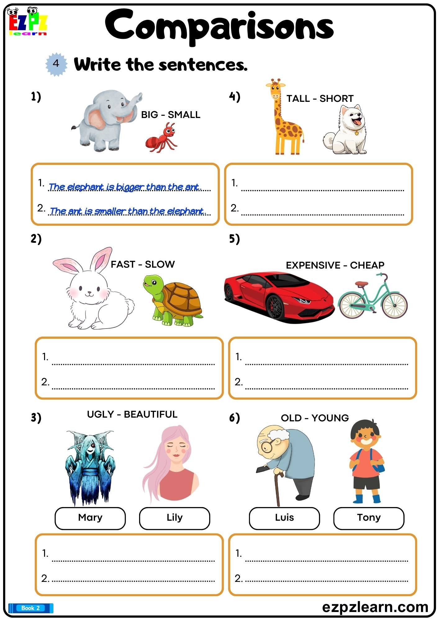 Comparative And Superlative Adjectives Write The Sentences Using with regard to FREE Printable Comparative and Superlative Worksheets