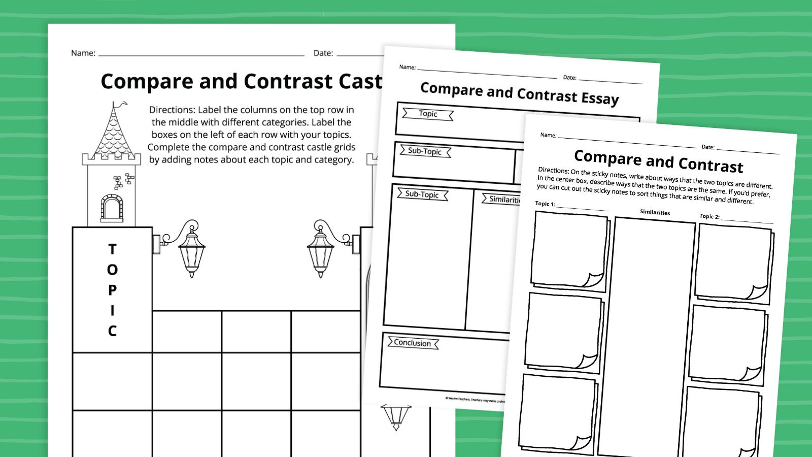 Compare And Contrast Graphic Organizer Bundle (Free Printables) throughout FREE Printable Compare and Contrast Worksheets