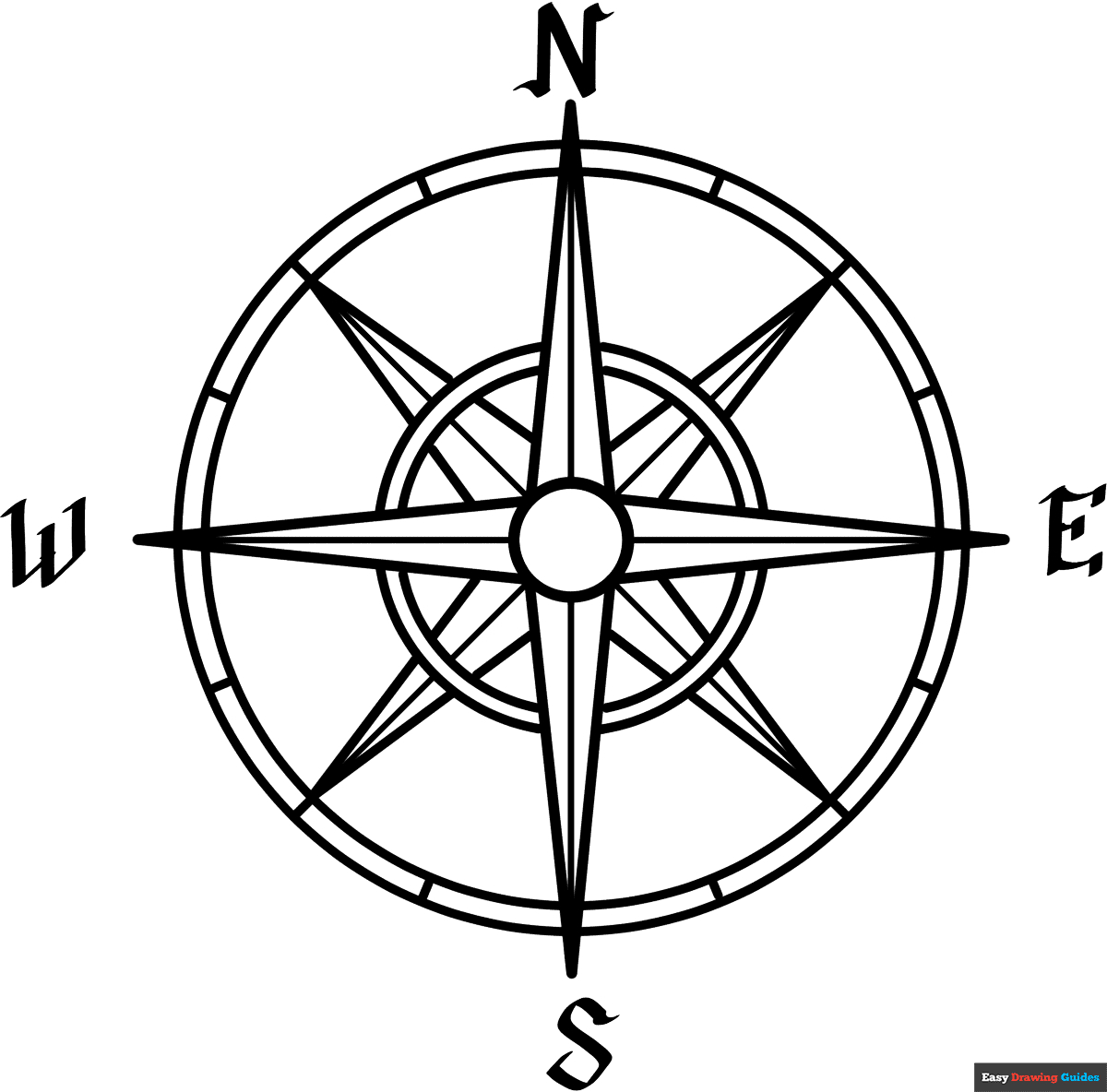 Compass Rose Coloring Page | Easy Drawing Guides within FREE Printable Compass Rose Worksheets