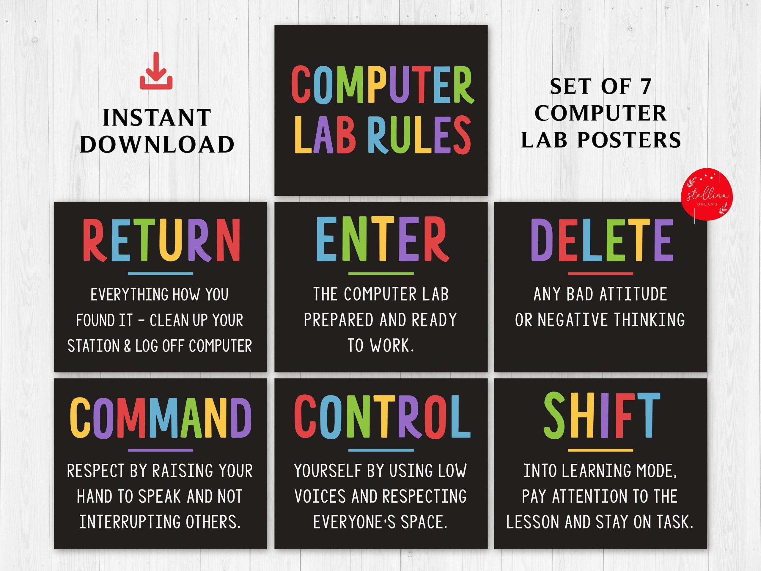 Computer Lab Poster Set, Classroom Decor, Set Of 7 Computers Class with regard to Free Printable Computer Lab Posters