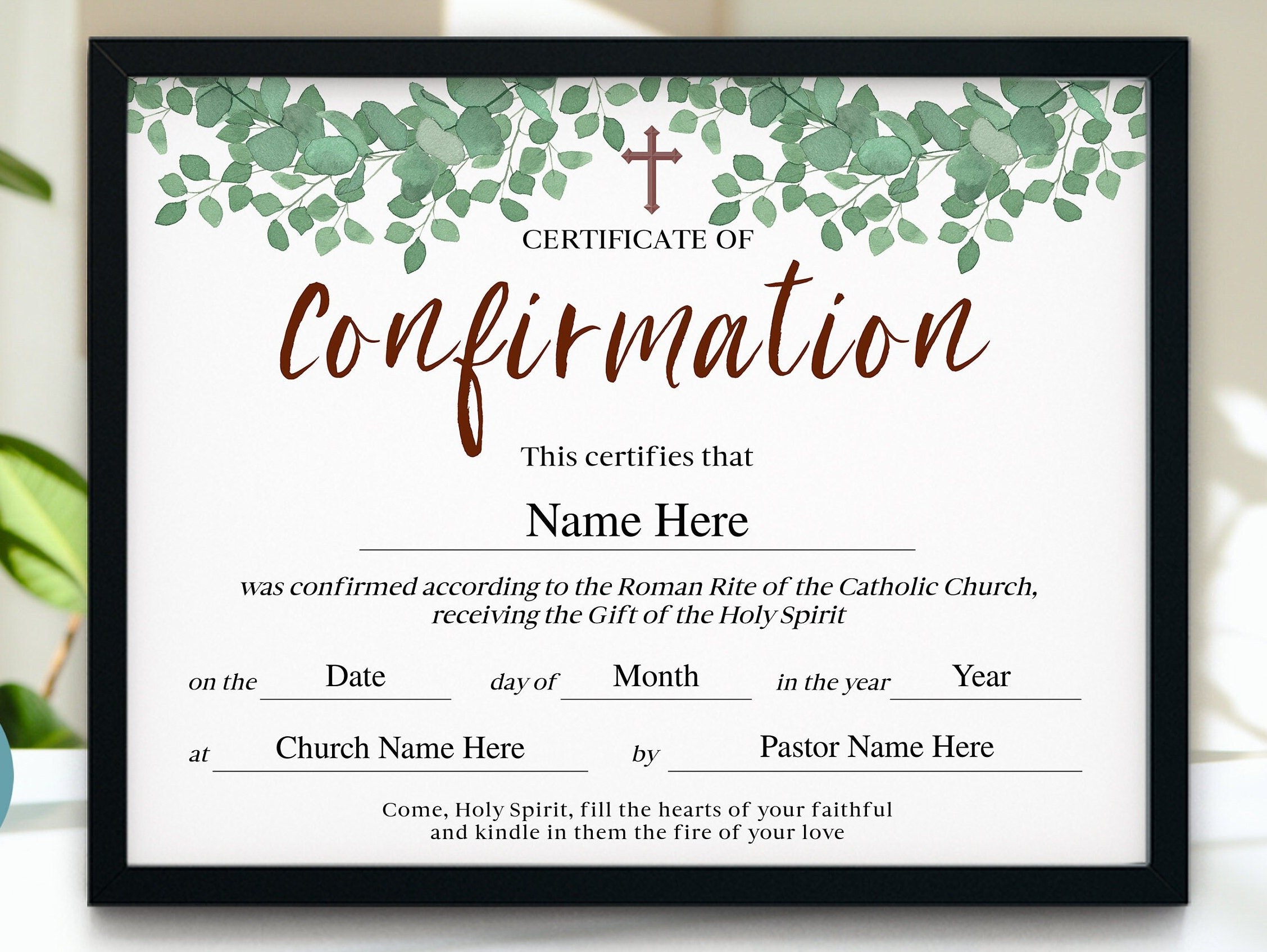 Confirmation Certificate, 11X8.5 Catholic Confirmation Certificate within FREE Printable Catholic Confirmation Certificate Template