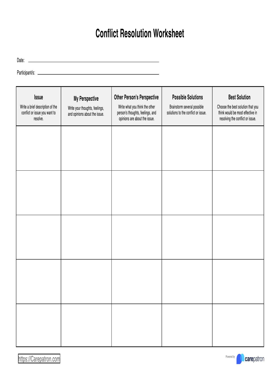 Conflict Resolution Worksheets pertaining to Free Printable Conflict Resolution Worksheets For Adults