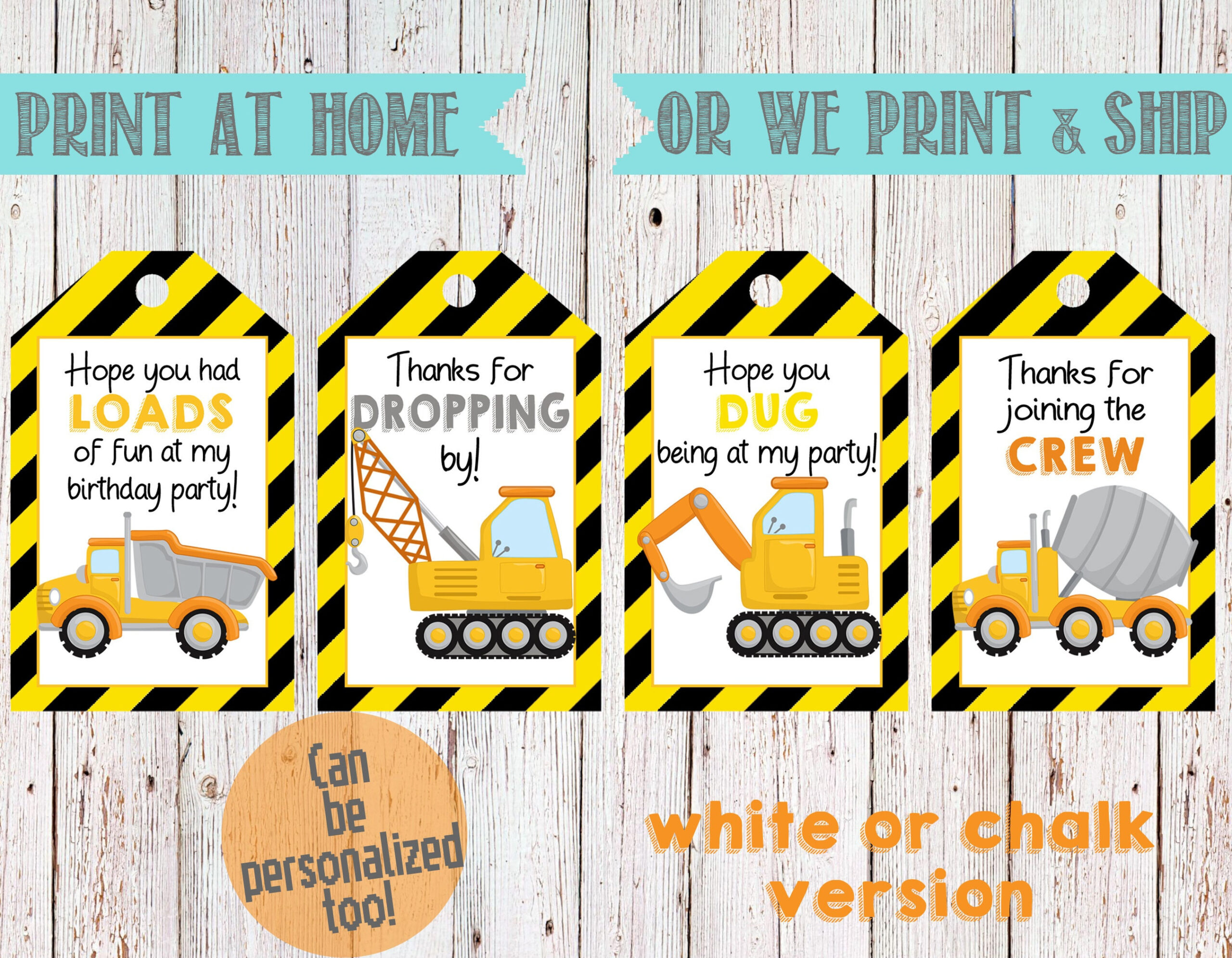 Construction Favor Tags- Construction Thank You Tags- Construction with Free Printable Construction Thank You Tags