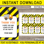Construction Party Favor Tags Template throughout Free Printable Construction Thank You Tags