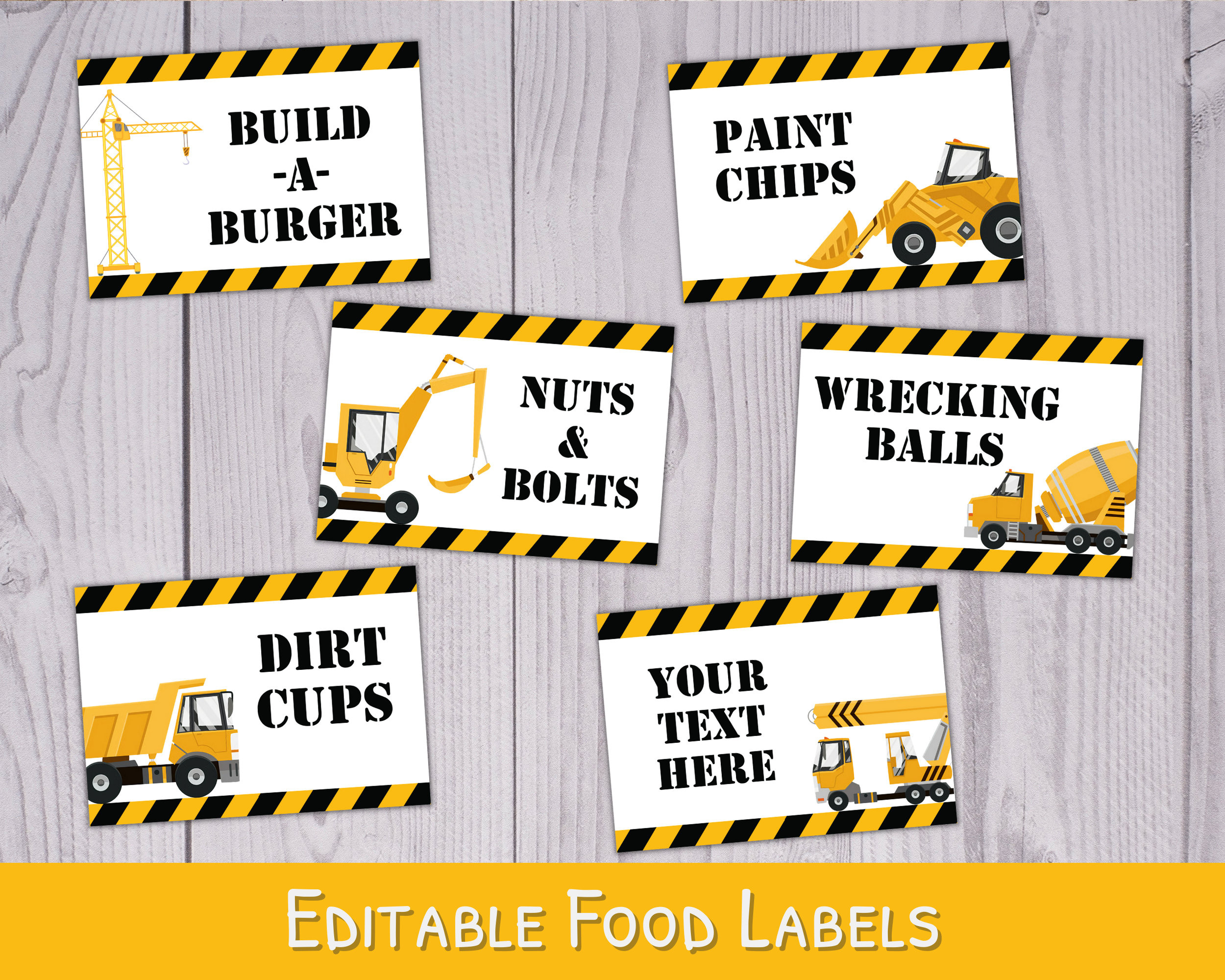 Construction Party Food Labels: Editable Tent Cards (Digital with regard to FREE Printable Construction Food Labels