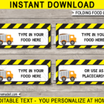 Construction Party Food Labels Template with Free Printable Construction Food Labels