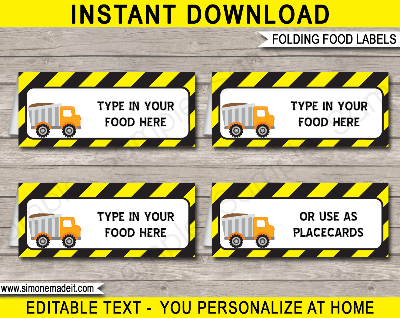 Construction Party Food Labels Template with Free Printable Construction Food Labels