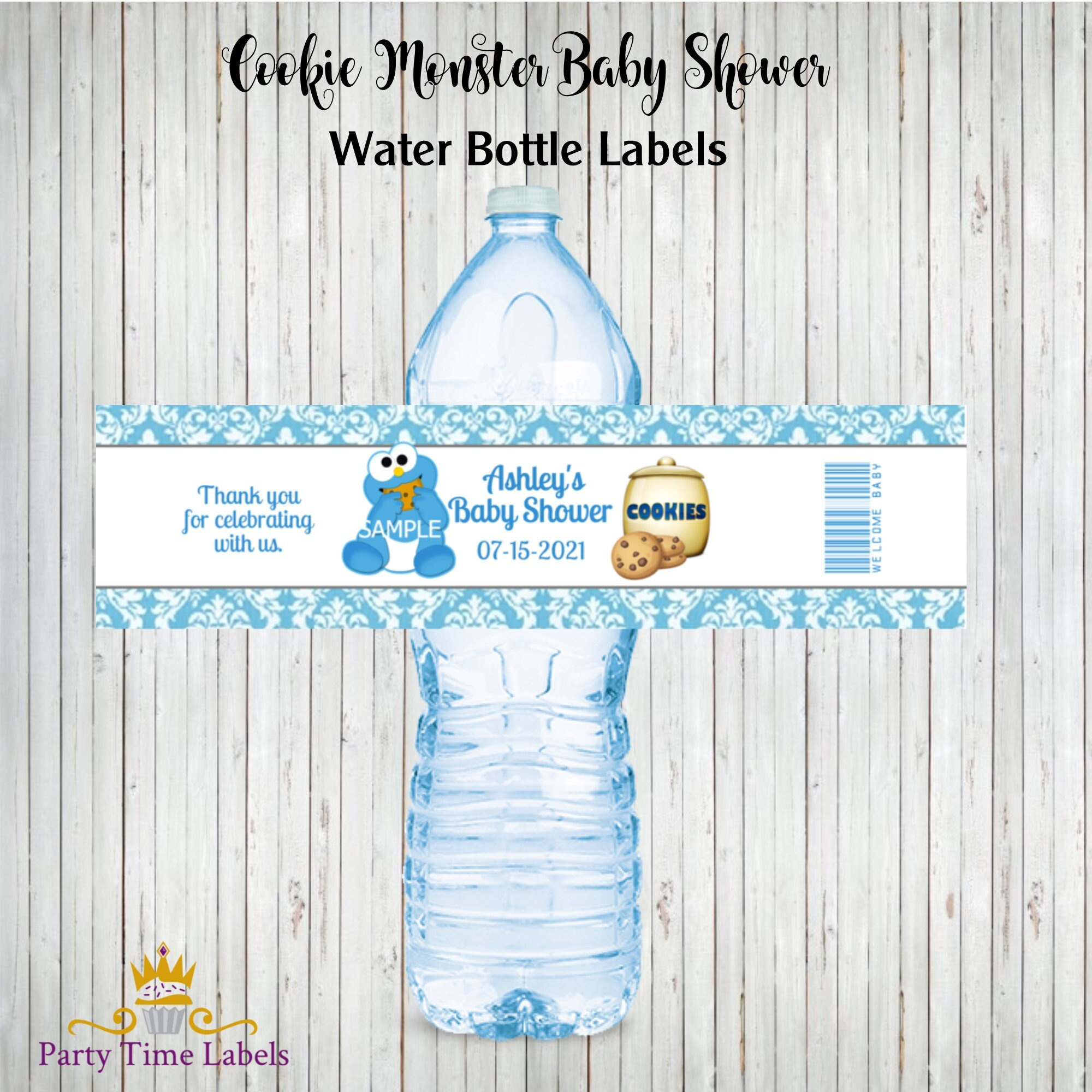 Cookie Monster Baby Shower Water Bottle Labels - Baby Shower Party for Free Printable Cookie Monster Water Bottle Labels