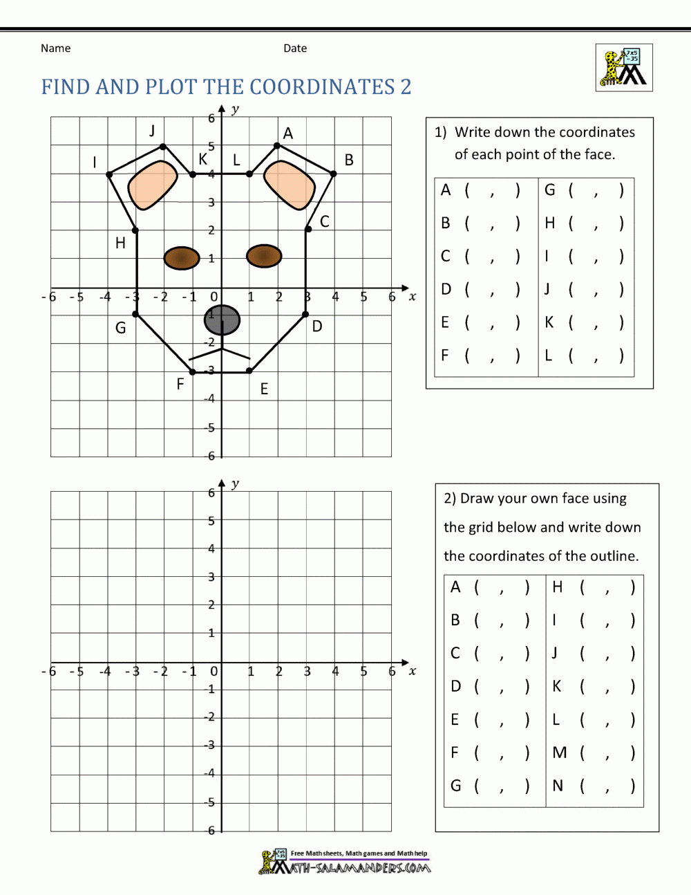 Coordinate Plane Worksheets - 4 Quadrants with Free Printable Coordinate Plane Pictures